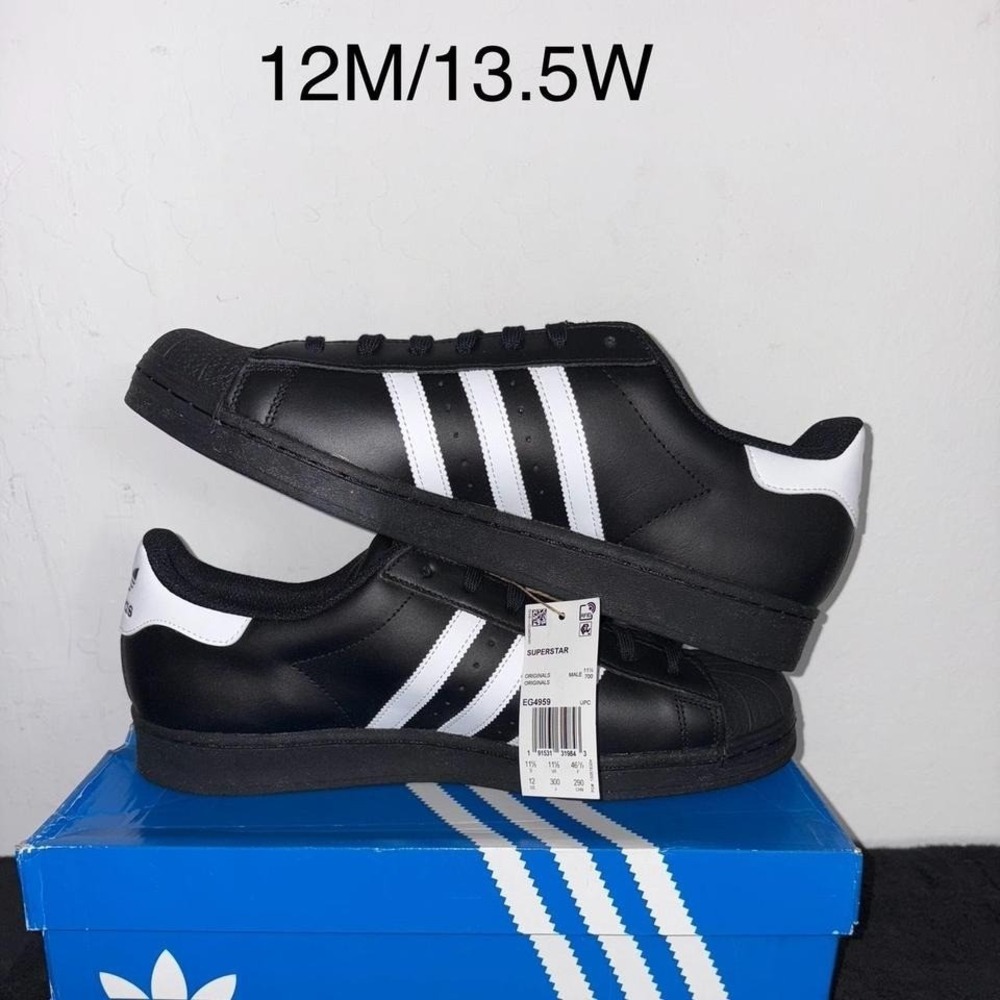 Adidas Superstar – Black/White – Size 12M / 13.5W – Brand New w/ OG Box